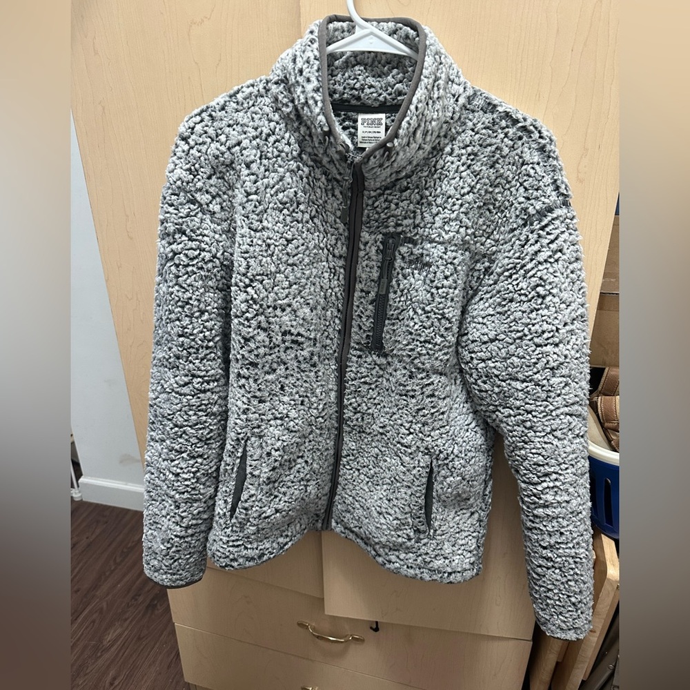 PINK Victoria's Secret Gray Sherpa Jacket - Picture 3 of 7